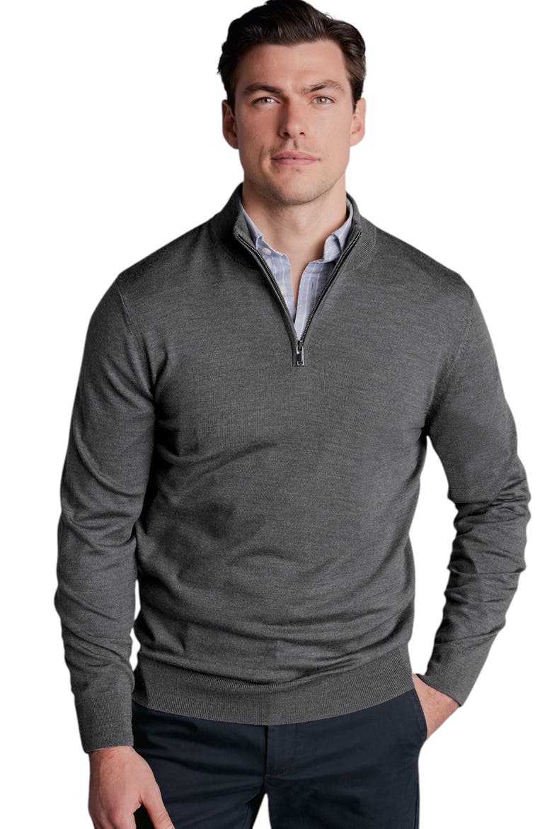 Pure Merino Zip Neck Sweater, Main, color, Grey
