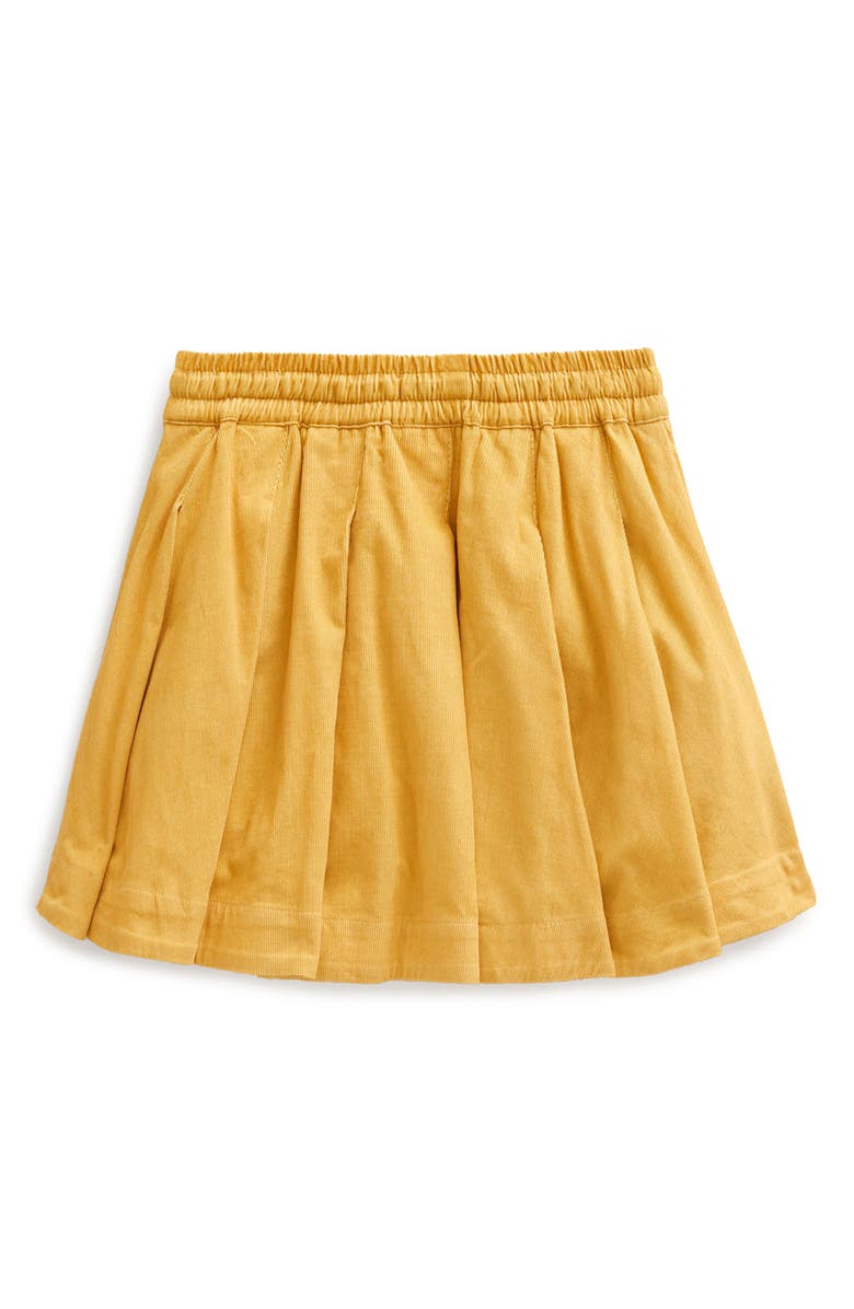 Mini Boden Kids' Twirly Pleated Cotton Skirt, Alternate, color, Vintage Yellow Cord