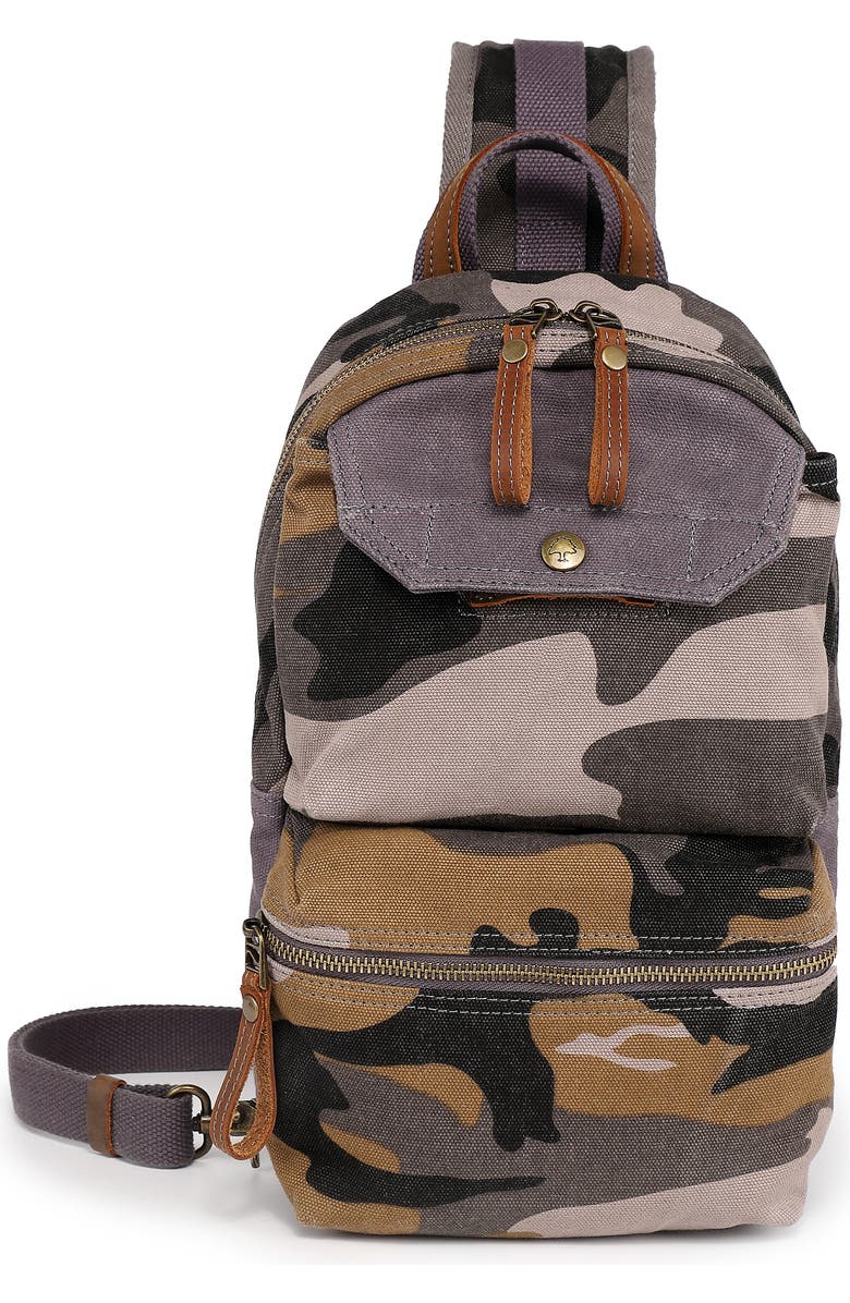 TSD Brand Mountain Leaf Rugged Trail Ready Sling Bag, Alternate, color, Grey Camo
