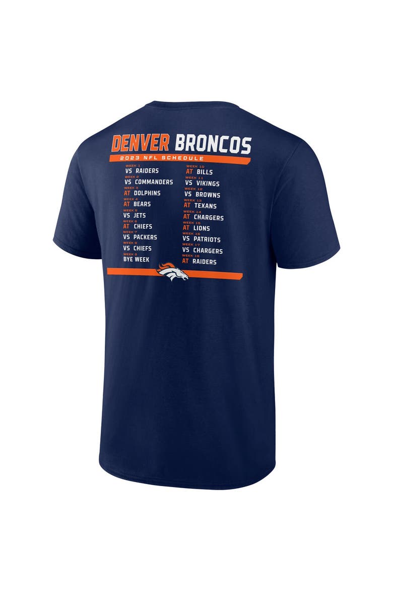 Men's Fanatics Branded Navy/White Denver Broncos Two-Pack 2023 Schedule T-Shirt Combo Set, Alternate, color, Navy