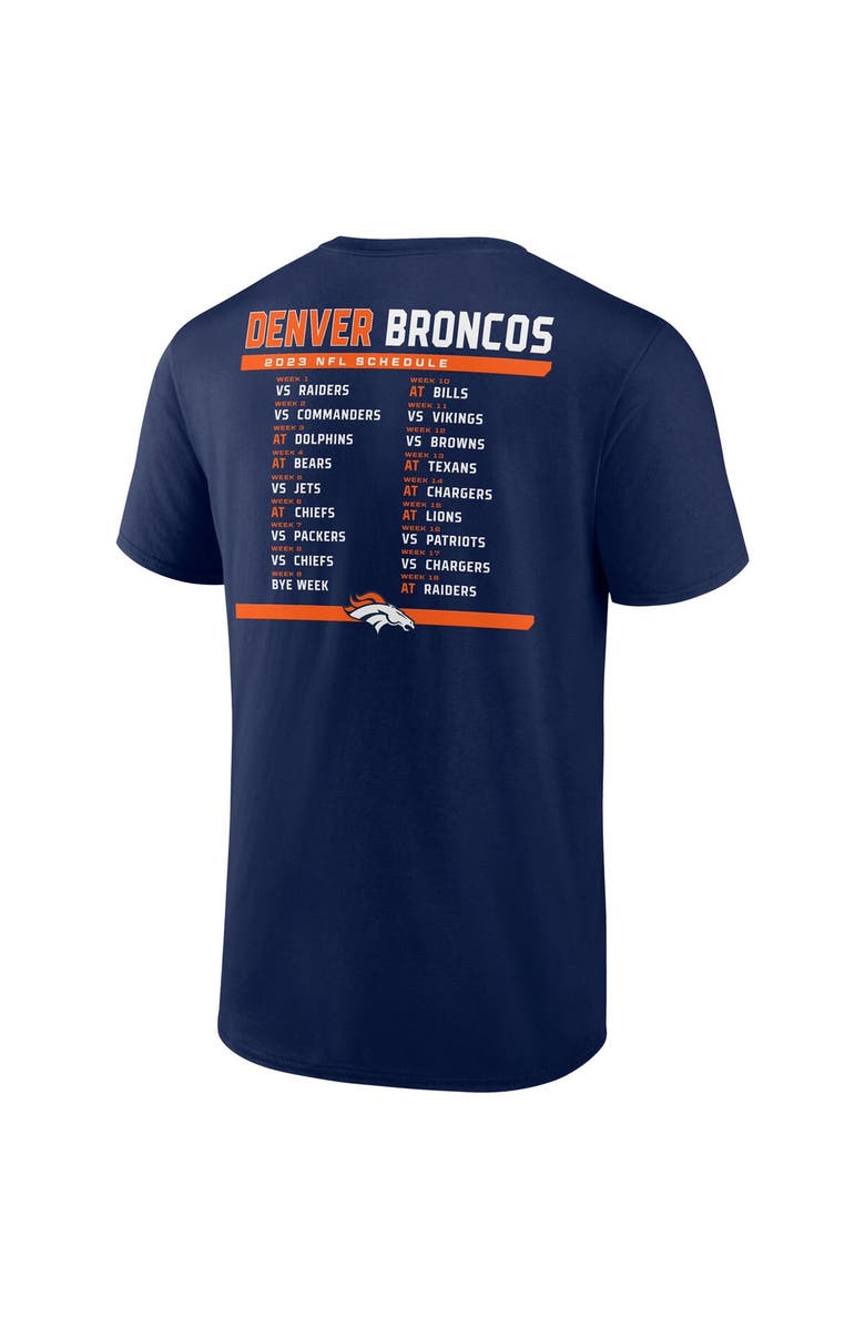 FANATICS Men's Fanatics Branded Navy/White Denver Broncos Two-Pack 2023 Schedule T-Shirt Combo Set, Alternate, color,