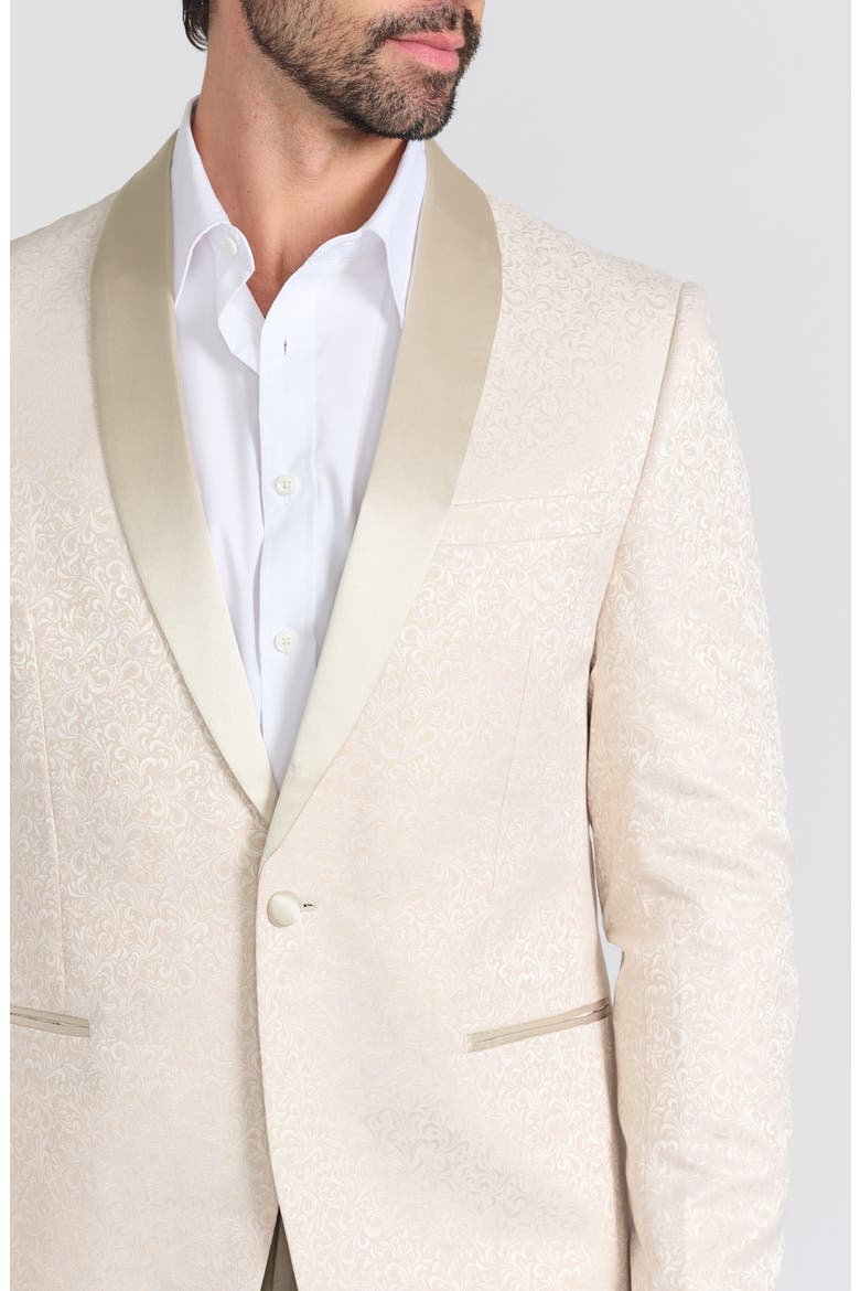 Dalston Cream Tonal Jacquard & Satin Dinner Jacket, Alternate, color, CREAM