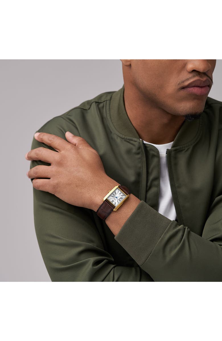 Fossil Carraway Leather Strap Watch, 30mm, Alternate, color, Brown/ Gold