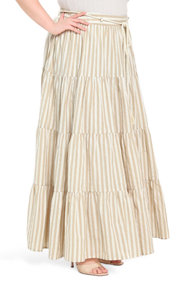 FREEMARKET Striped Maxi Skirt, Alternate, color, Taupe/ White