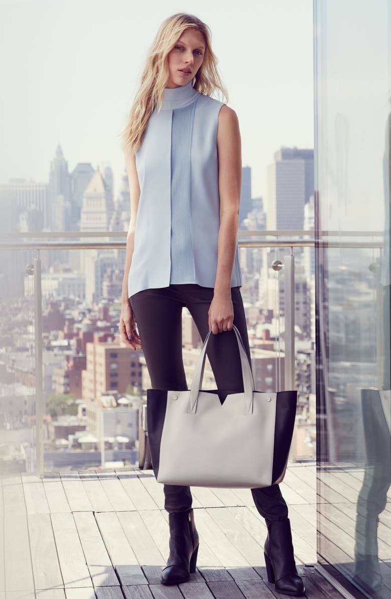 Vince Laser Cut Sleeveless Turtleneck Top, Alternate, color, 