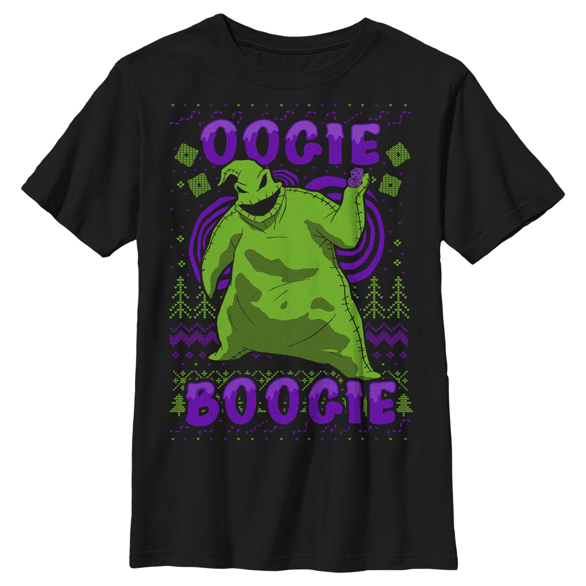 Boy's The Nightmare Before Christmas Oogie Boogie Ugly Sweater  Graphic T-Shirt in Black 