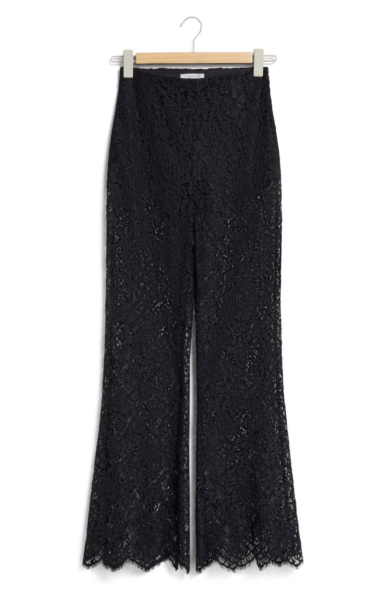 & Other Stories Flare Semisheer Lace Pants, Main, color, 