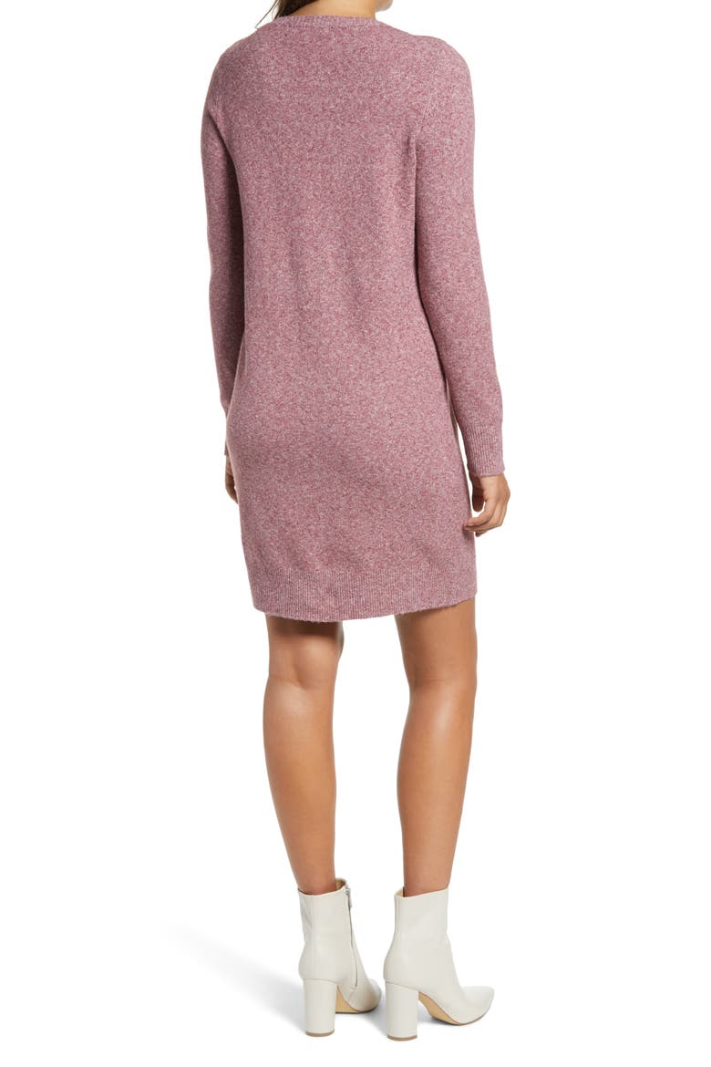 Doffy Long Sleeve Sweater Dress, Alternate, color, CABERNET