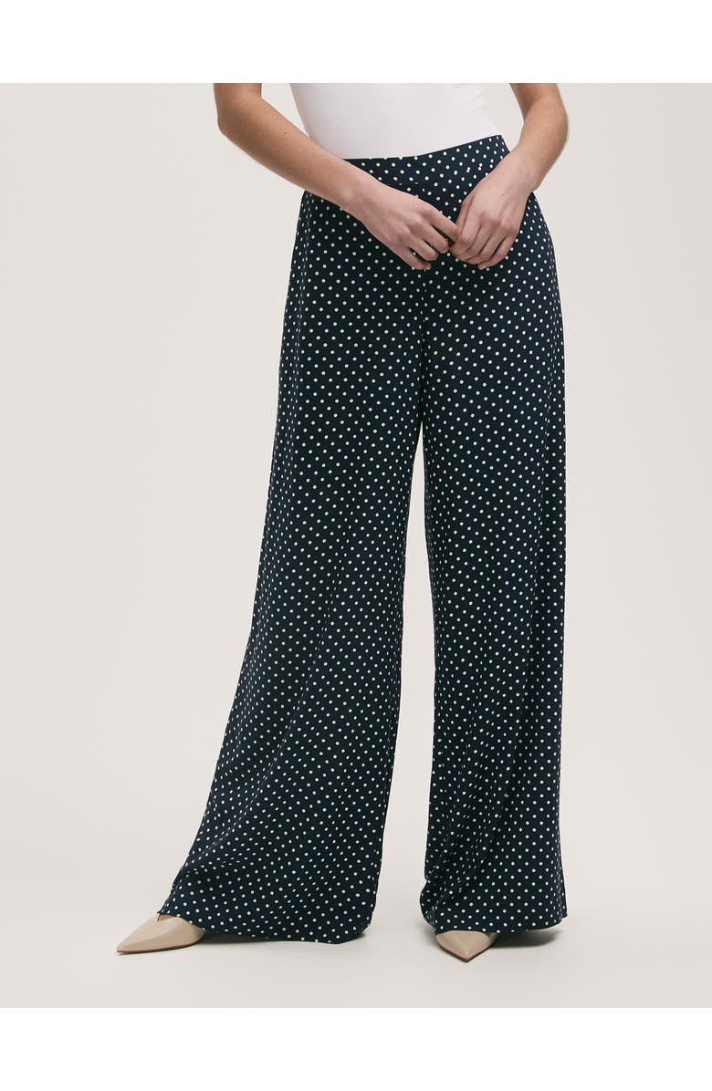 Finery London Nat Viscose Wide Leg Trousers, Main, color, Navy Spot