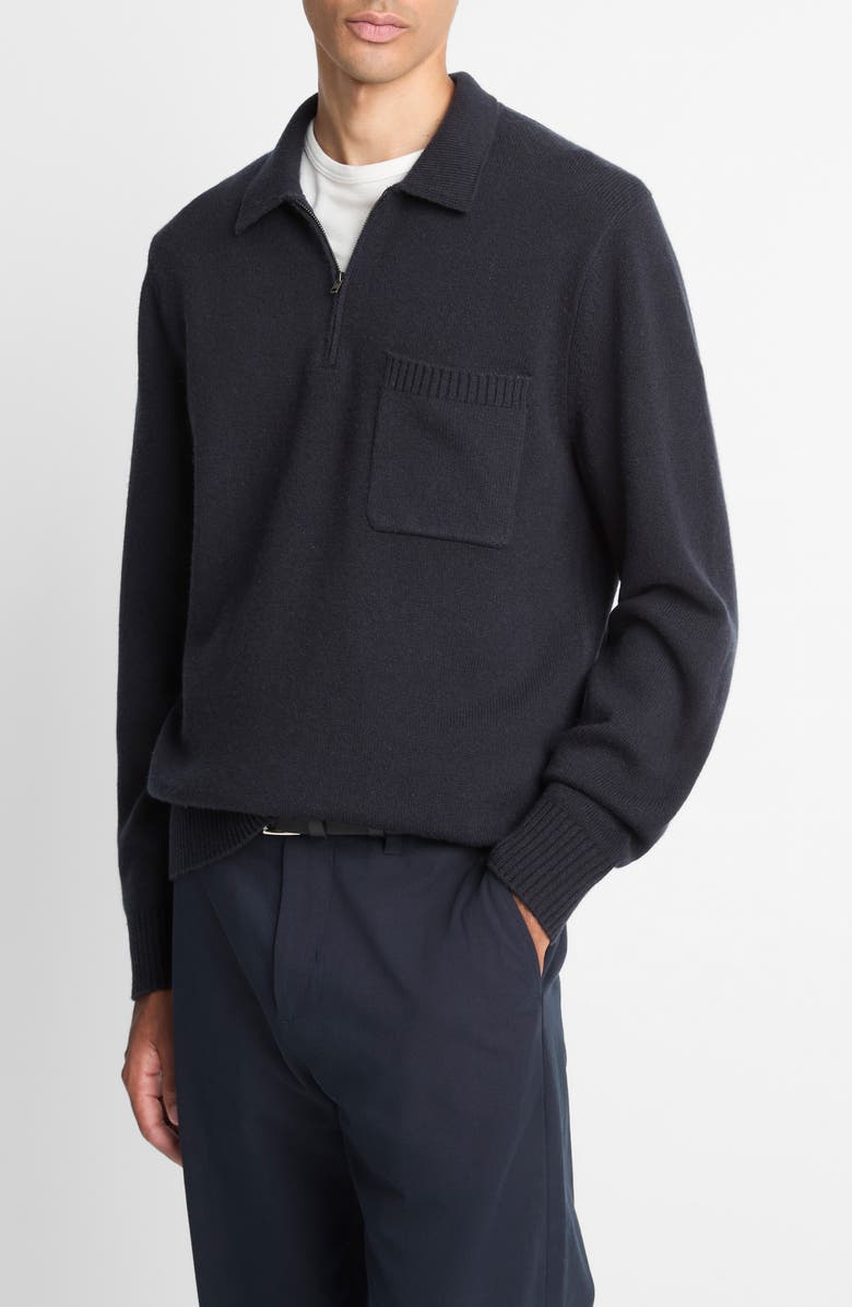 Vince Long Sleeve Quarter Zip Polo Sweater, Alternate, color, Coastal