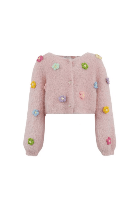3D Rainbow Daisy Cardigan
