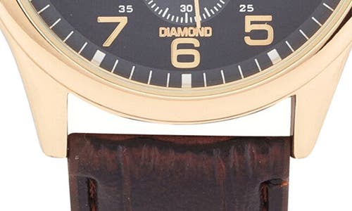Jones New York Diamond Chronograph Croc Embossed Leather Strap Watch, 42mm In Brown