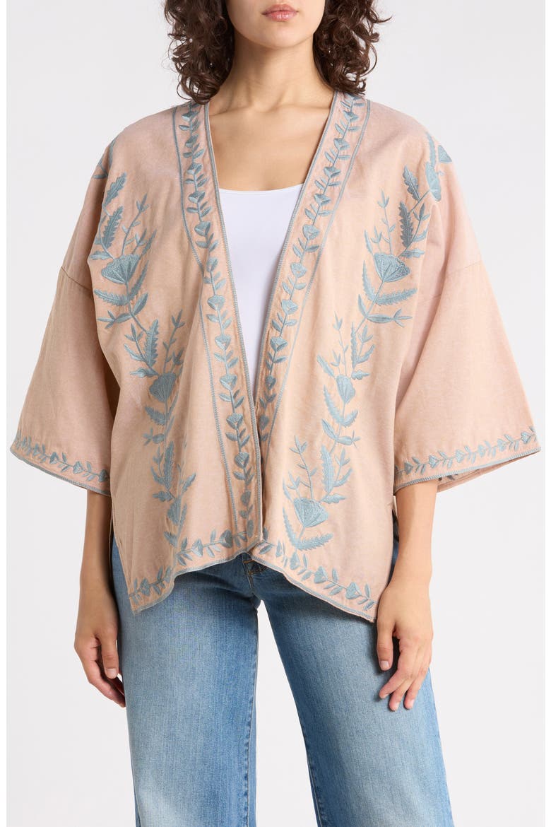 Embroidered Top, Main, color, MOCHA/ BLUE