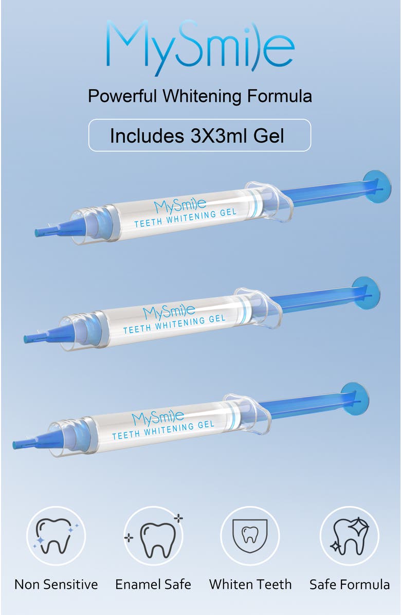 MySmile Teeth Whitening Gel Refill Pack, 3 Non-Sensitive Teeth Whitening Gel, Alternate, color, Clear