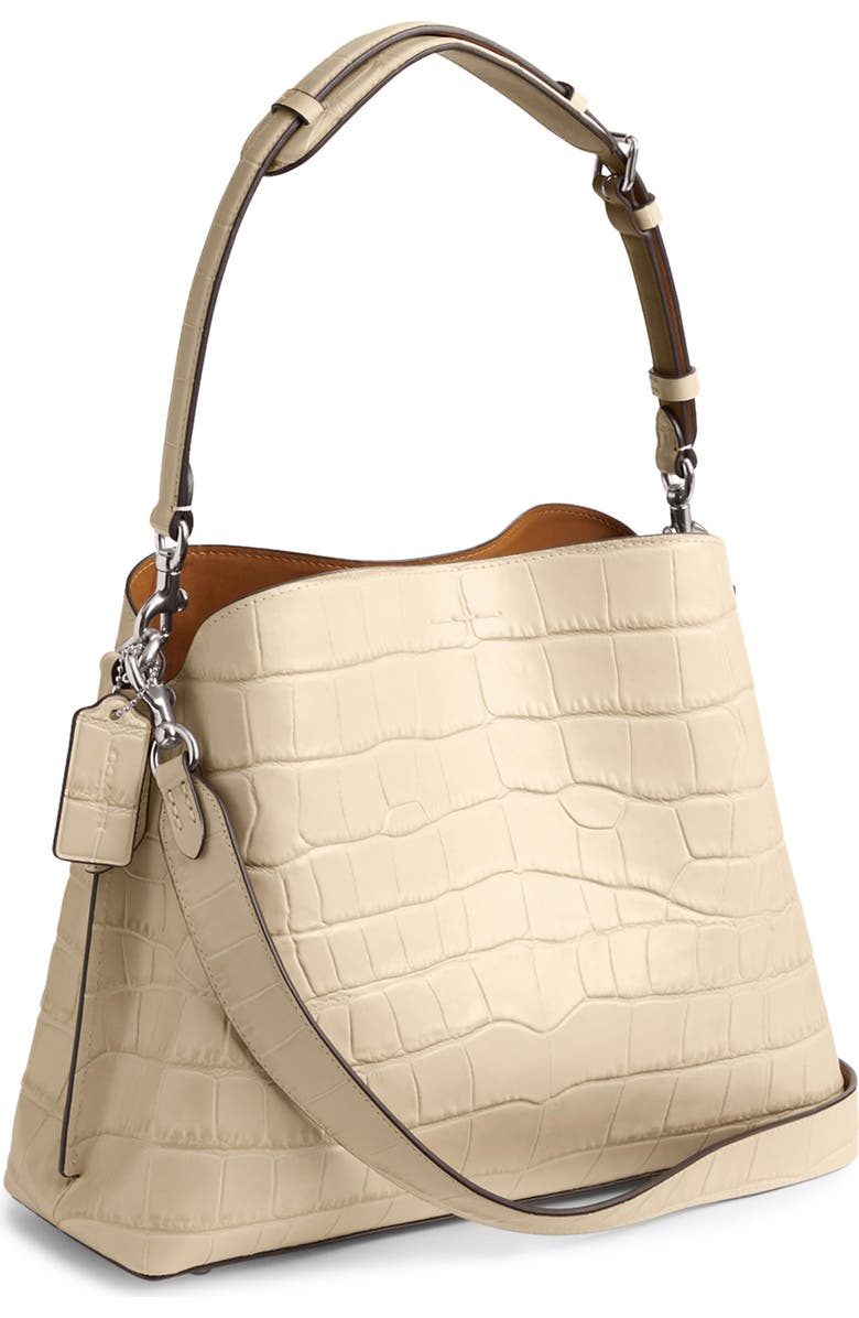 COACH Willow Croc Embossed Leather Shoulder Bag, Alternate, color,