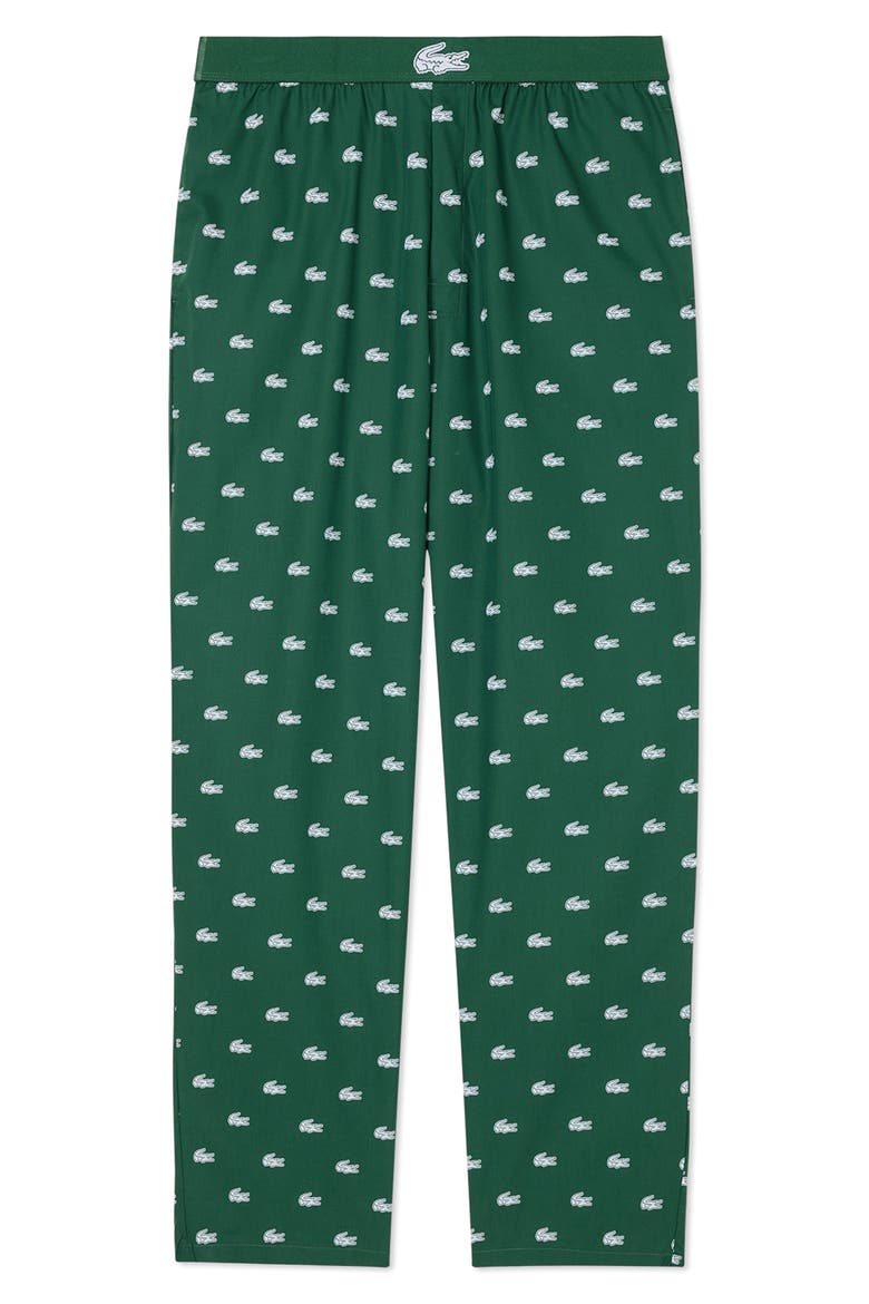 Logo Print Cotton Pajama Pants, Alternate, color, 291 GREEN/ WHITE