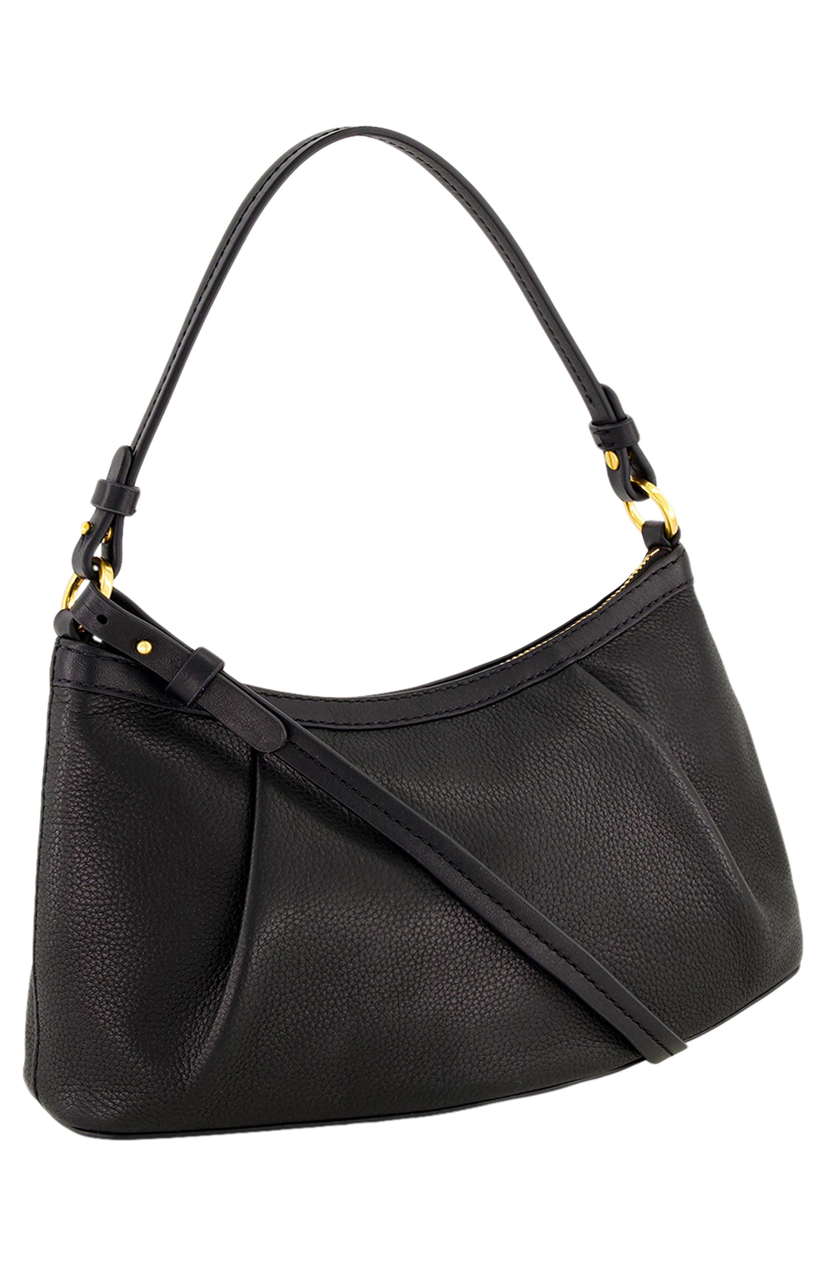 Ava Pebbled Leather Convertible Crossbody Bag, Alternate, color, BLACK