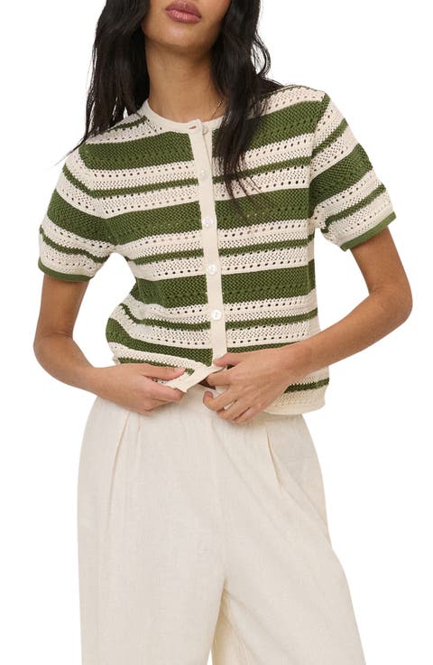 Open Knit Short Sleeve Cardigan