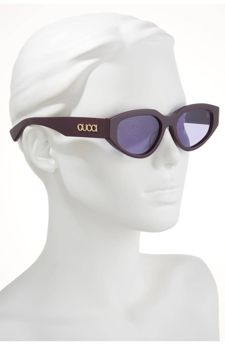 Gucci 55mm Oval Sunglasses, Alternate, color, Violet