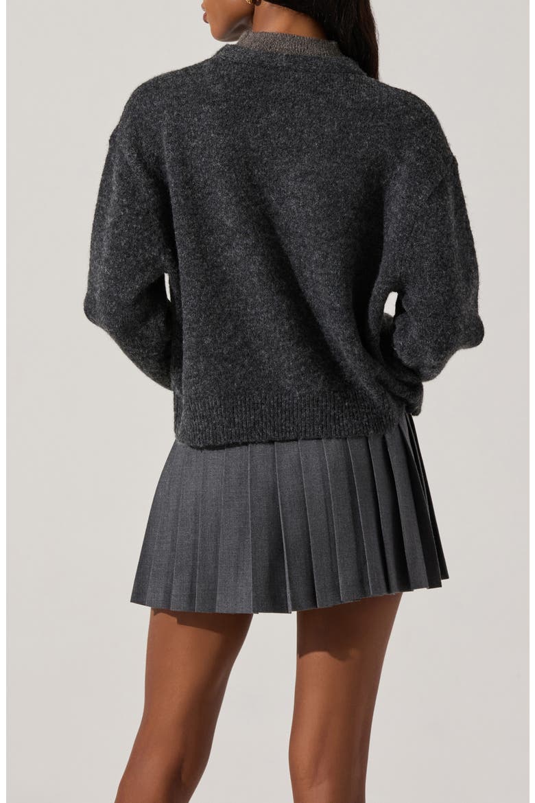 Layered Turtleneck Sweater, Alternate, color, CHARCOAL