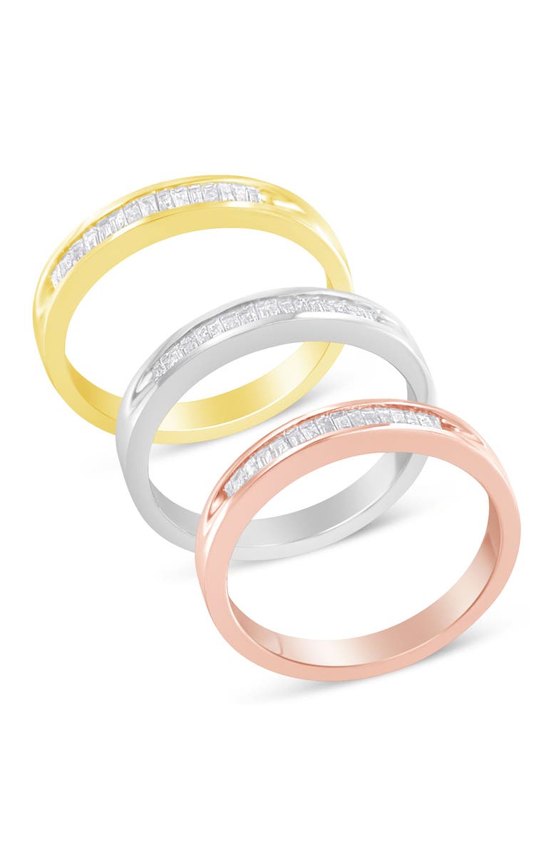 Haus of Brilliance 10K Gold over Silver 5/8 Cttw Diamond Stackable Band Ring Set, Main, color, Yellow Gold Over Silver