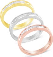 Haus of Brilliance 10K Gold over Silver 5/8 Cttw Diamond Stackable Band Ring Set