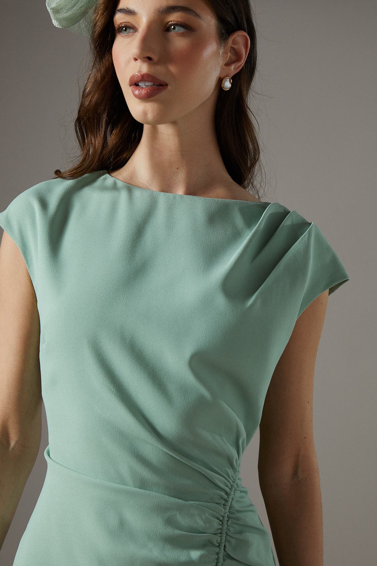 Drape Side Cap Sleeve Midi Dress - image 2