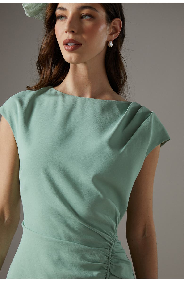 Coast Drape Side Cap Sleeve Midi Dress, Alternate, color, Sage