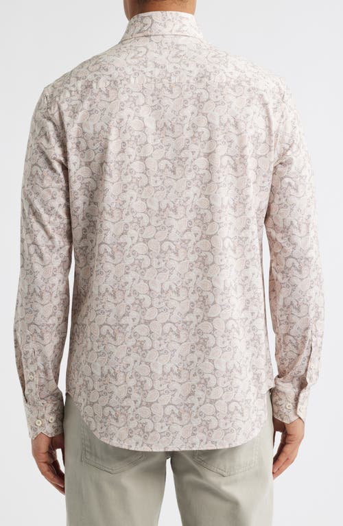 Bugatchi Ooohcotton® Devon Paisley Print Button-up Shirt In Papaya