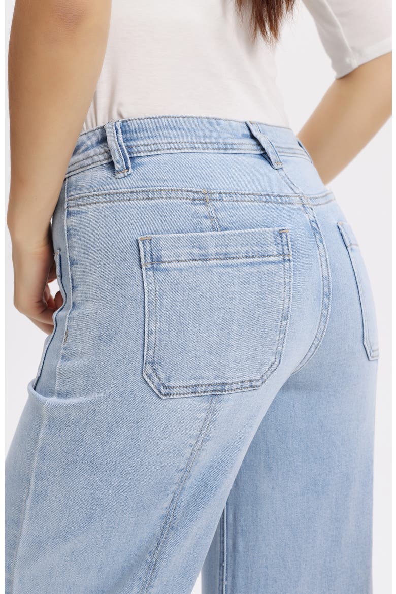 Patch Pocket Mid Rise Wide Leg Jeans, Alternate, color, LIGHT BLUE