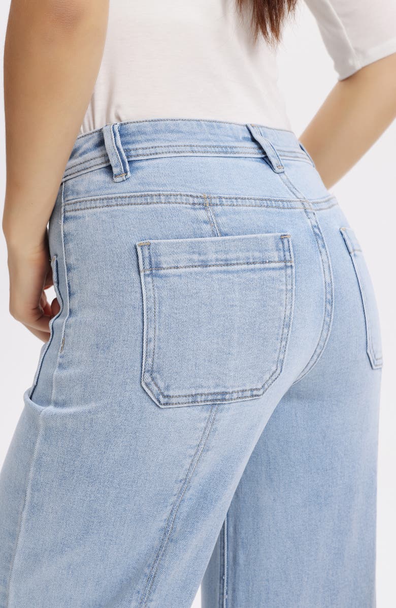 Bayeas Patch Pocket Mid Rise Wide Leg Jeans, Alternate, color, Light Blue