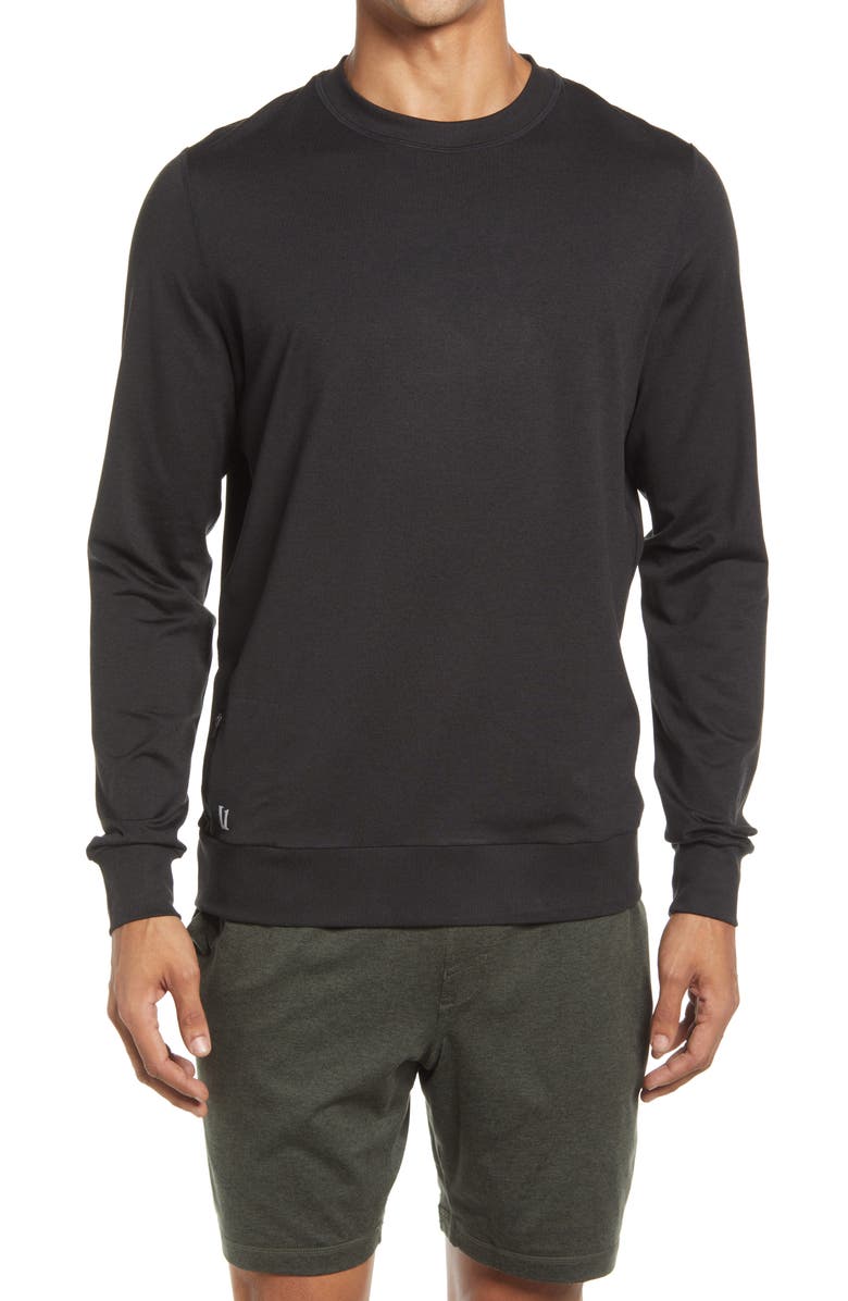 Vuori Ponto Performance Crew Pullover, Main, color, Black Heather