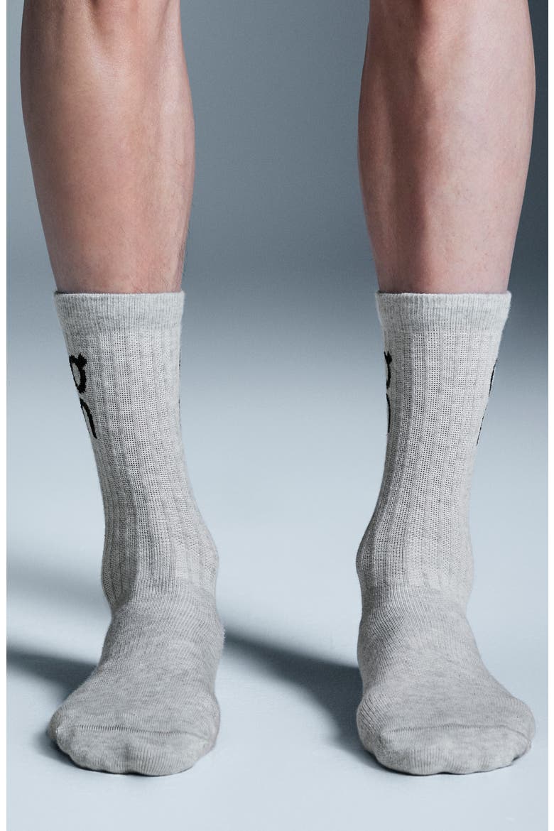 3-Pack Logo Crew Socks, Alternate, color, HEATHER GRAY