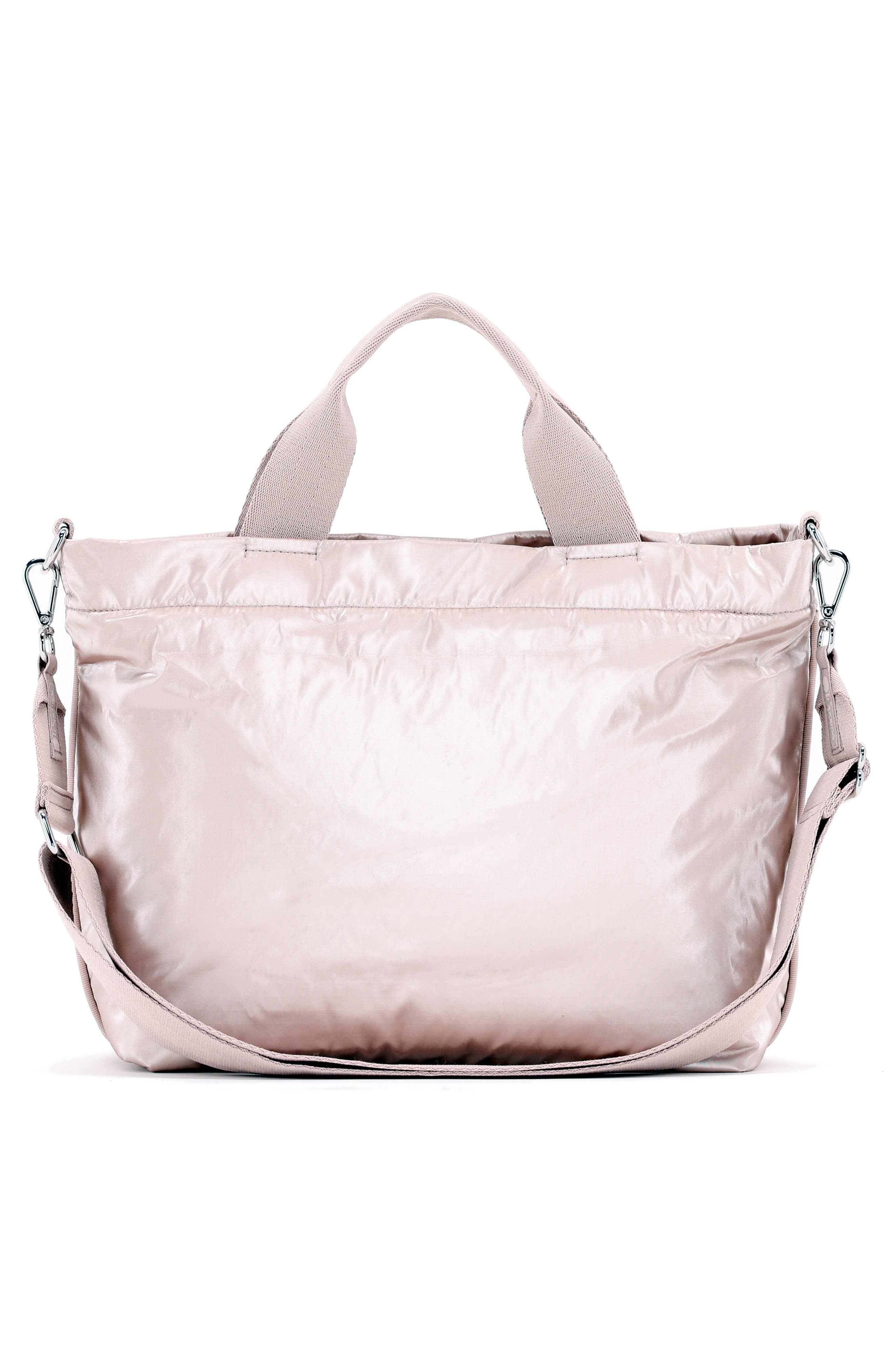 Small Convertible Zip Top Tote Bag, Alternate, color, ROSE GOLD SHINE