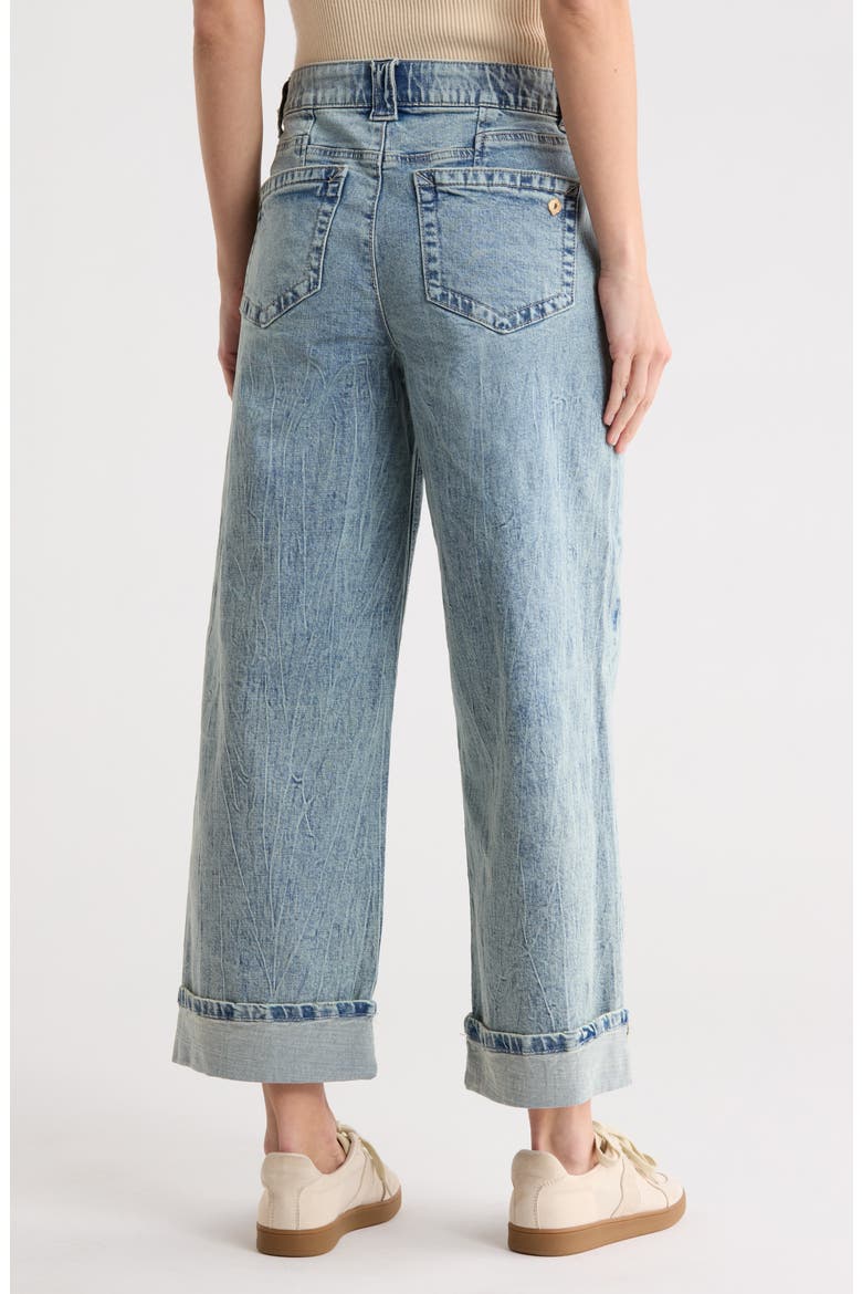 Floral Embroidered Cuffed Wide Leg Jeans, Alternate, color, LIGHT BLUE ARTISANAL