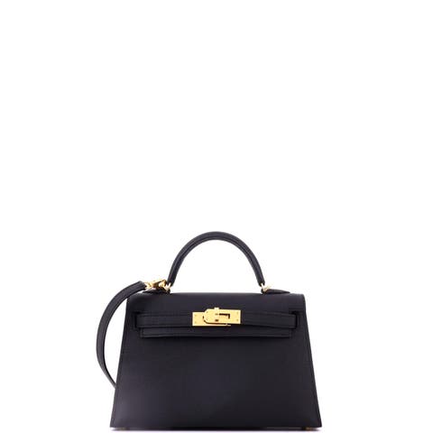 Kelly Mini II Bag Black Epsom with Gold Hardware 20
