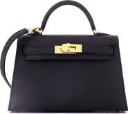 Pre-Owned Hermes Kelly Mini II Bag Black Epsom with Gold Hardware 20