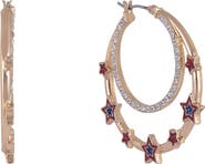 Hallmark Double Stone Hoop Earrings with Red and Blue Star Accents