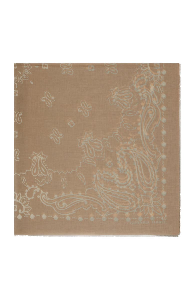 GERARD DAREL Dorine Square Paisley Print Scarf, Main, color, Green Khaki