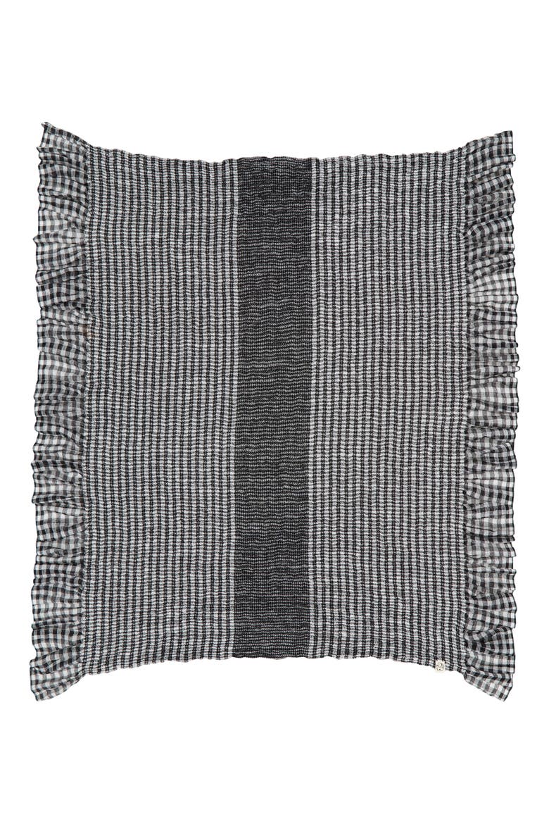 Penny Gingham Frill Scarf, Alternate, color, BLACK