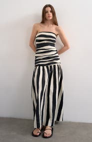 Topshop Stripe Bandeau Fit & Flare Dress