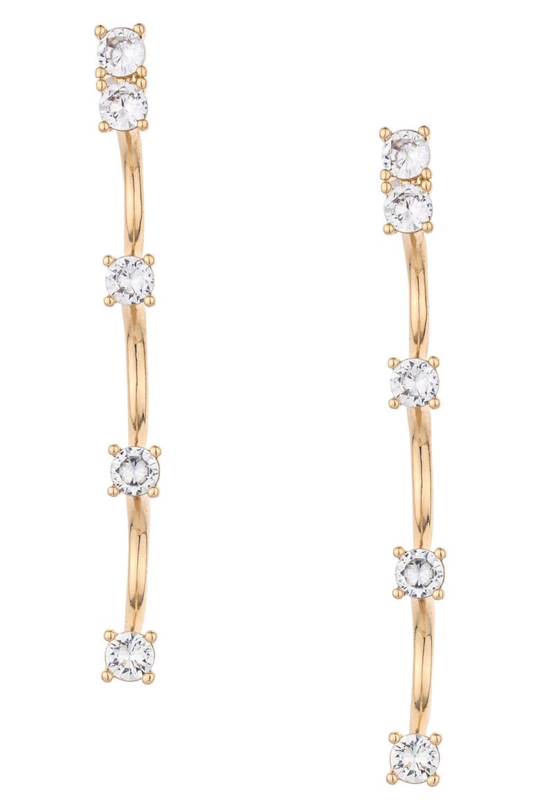 Crystal Scallop Drop Earrings, Main, color, GOLD