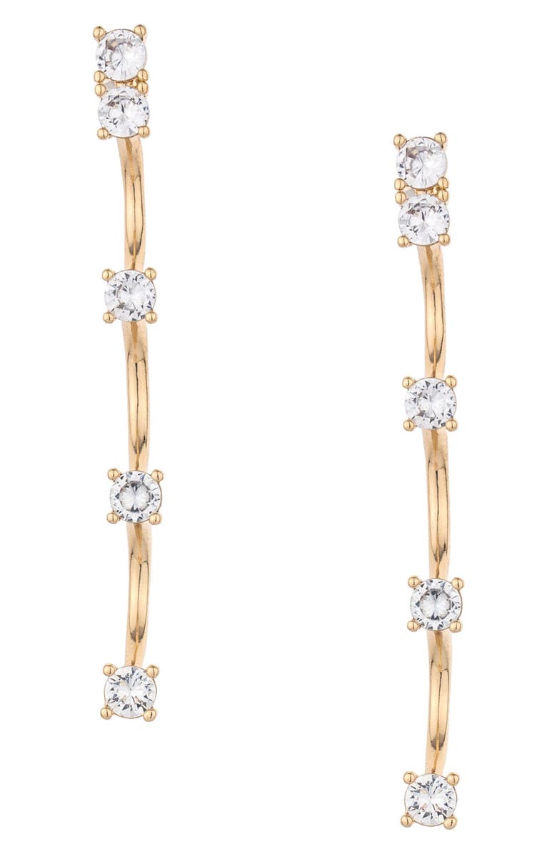 Ettika Crystal Scallop Drop Earrings, Main, color, Gold