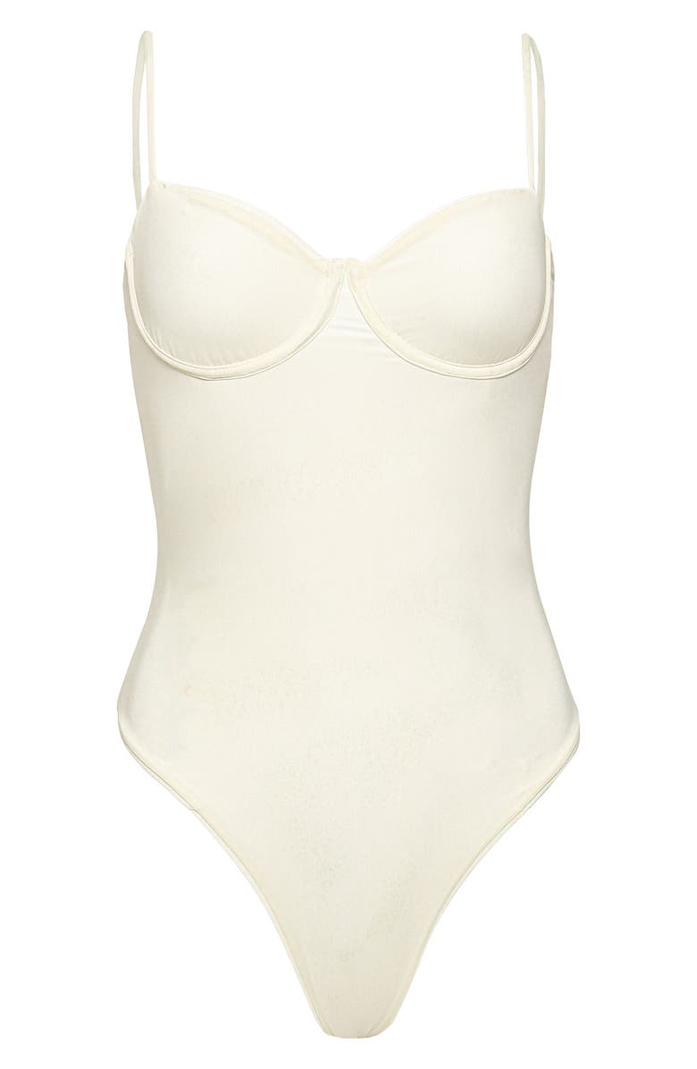 Maaji Flowering Vines Underwire Lace-Up One-Piece Swimsuit, Alternate, color, Light Beige