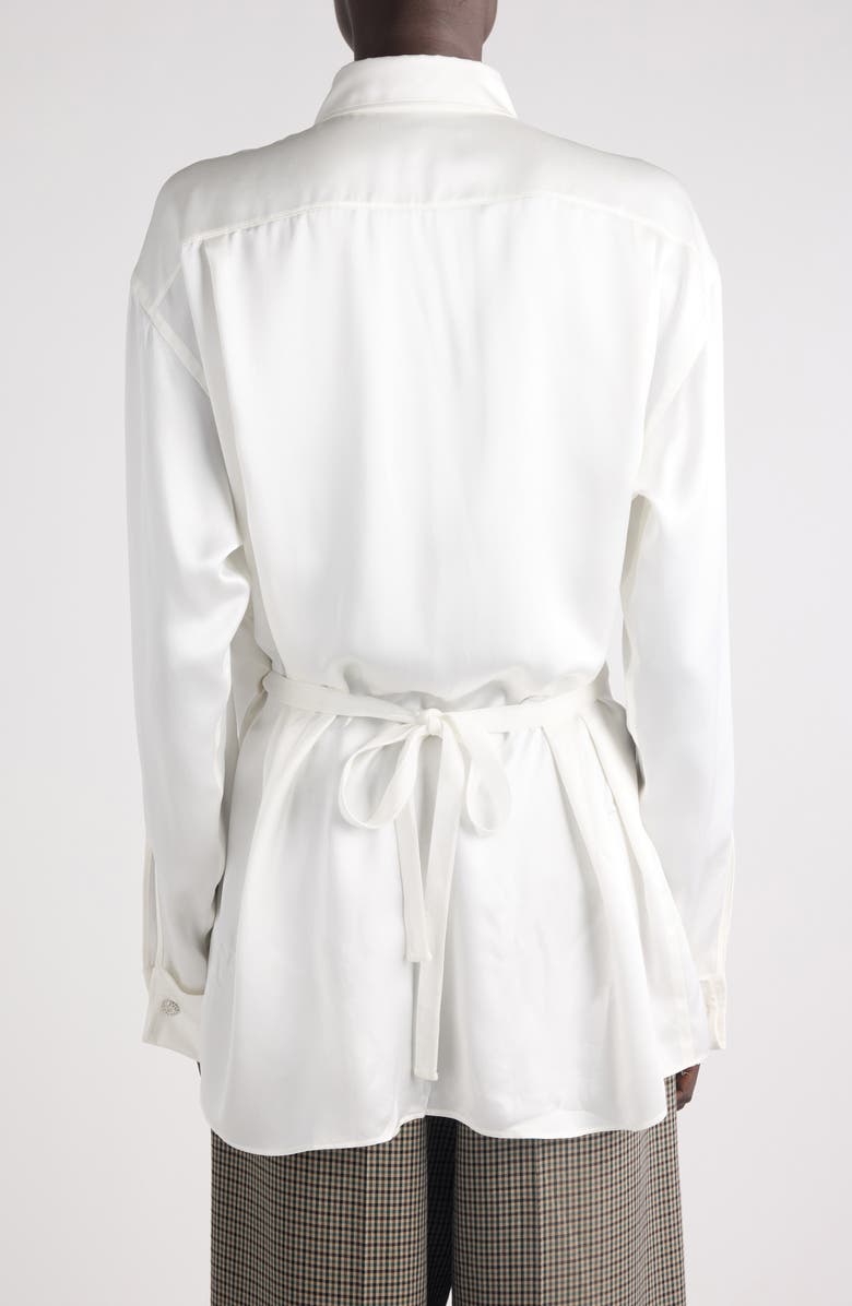 Balenciaga Silk Blend Wrap Shirt, Alternate, color, 9002 Ivory