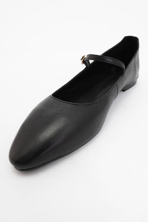 Forever & Always Shoes Lara Leather Mary Jane Flats In Black Leather