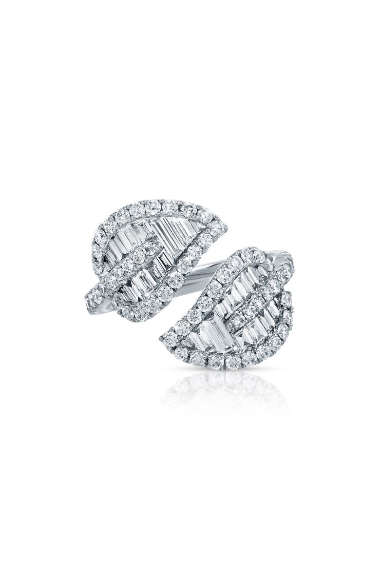18k Gold Diamond Leaf Ring, Main, color, 18K WHITE GOLD