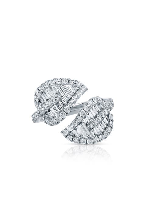 18k Gold Diamond Leaf Ring