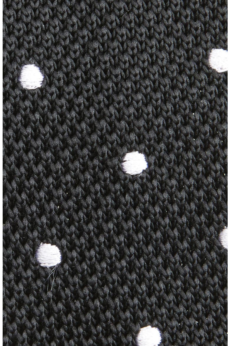 Black Polka Dot Knit Silk Tie, Alternate, color, BLACK