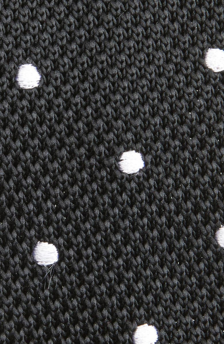 CLIFTON WILSON Black Polka Dot Knit Silk Tie, Alternate, color, Black